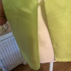 Light green silk pants straight legs slit on side can be worn with any thing